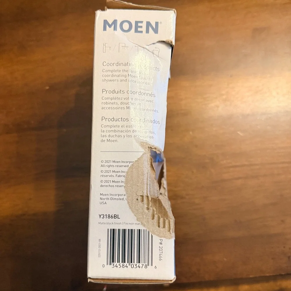 Moen Caldwell Towel Ring Matte Black Y3186BL Bathroom Hardware New Box Damage